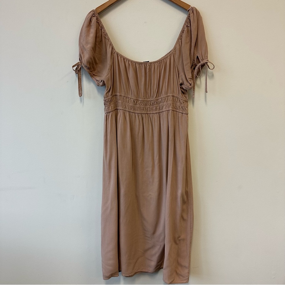 Gilli Tan Babydoll Milkmaid Dress - Picture 7 of 8